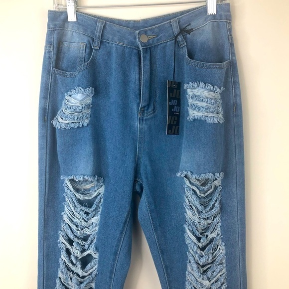 JCJQ Heavily Distressed Bell Bottom Jeans. - Picture 7 of 14